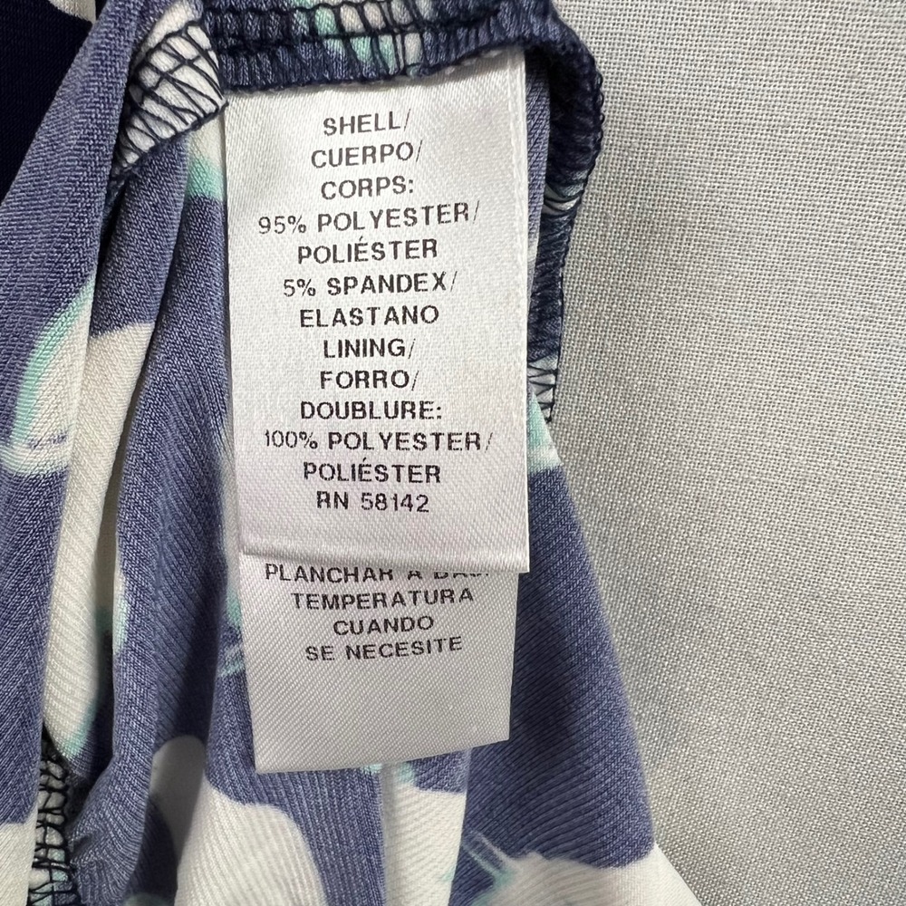 London Times Maxi Dress Large Navy Blue White Floral Sleeveless Scoop Neck - Picture 3 of 15
